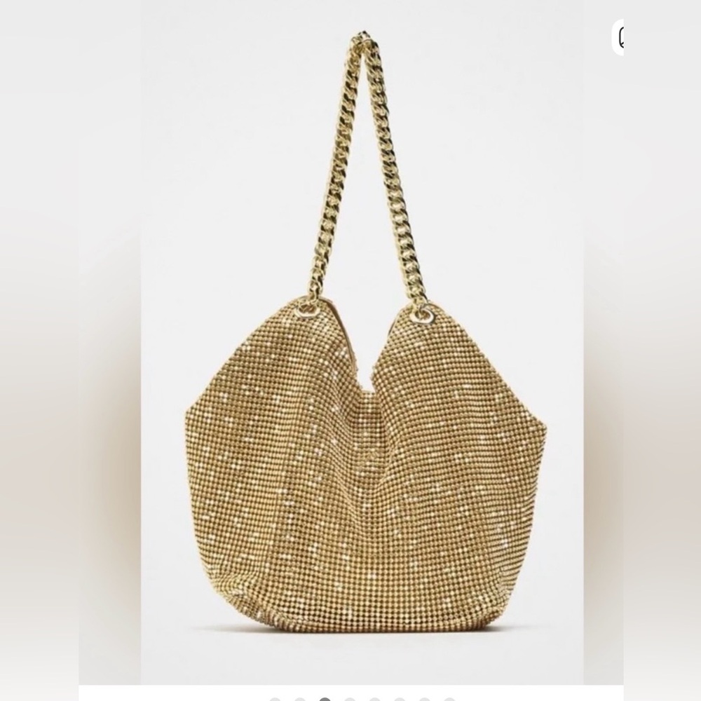 NWT Zara Gold Rhinestone Mini Tote